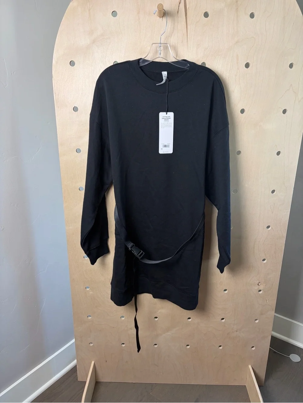 NWT ALO YOGA Cityscape Cotton Blend Sweatshirt Dress In Black Large
